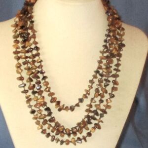 Tiger Eye Extra Long 30 Inch Necklace 925 Sterling